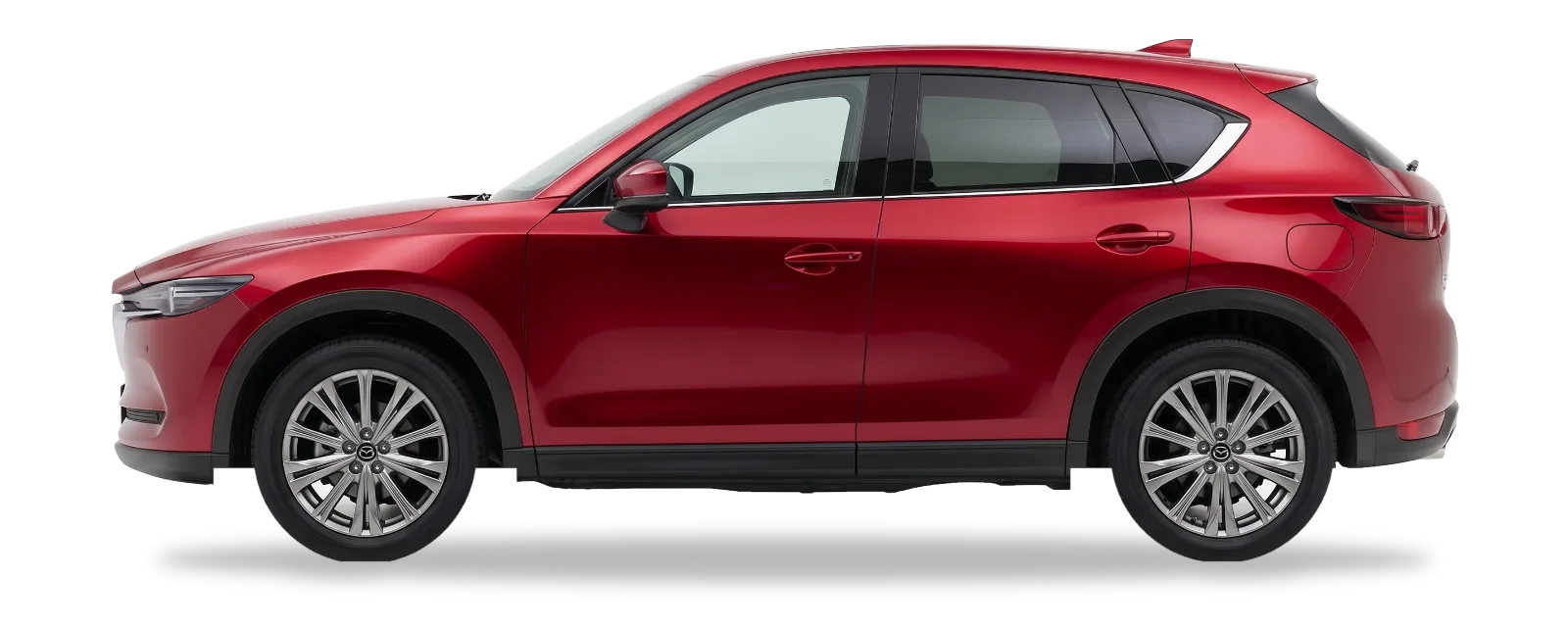 Soul Red Crystal Metallic second generation (2020 shown) car, from the side